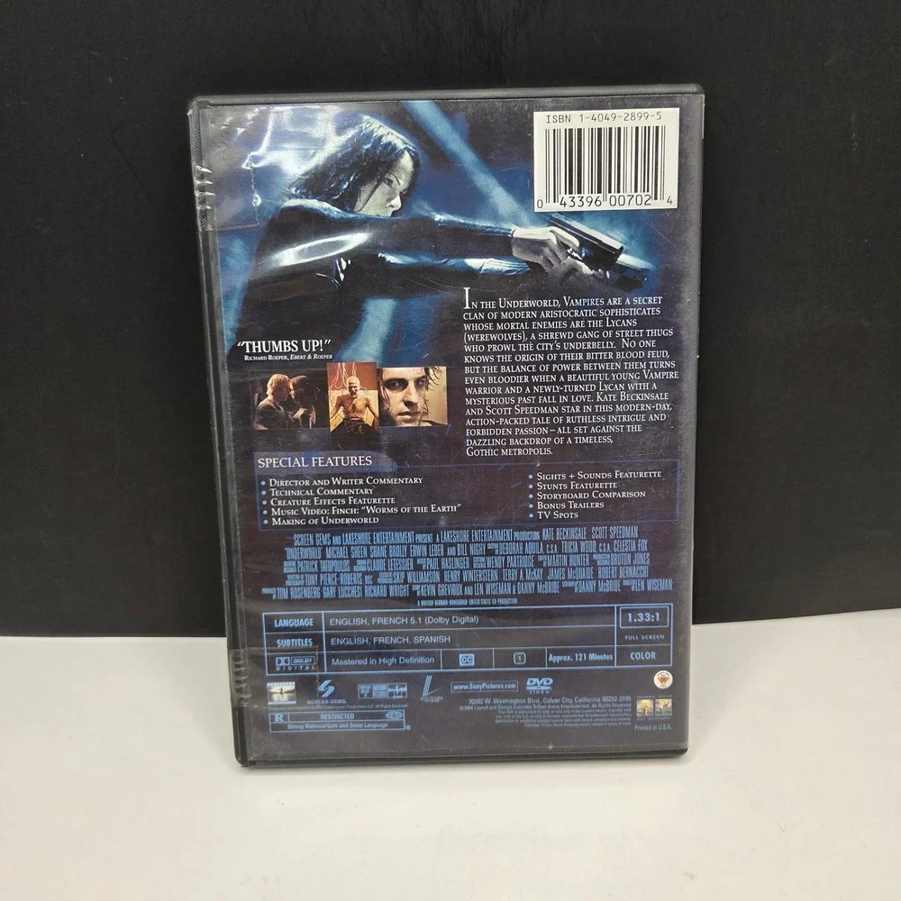 Underworld DVD Full Screen Special Edition Kate Beckinsale Action Thriller Y2K